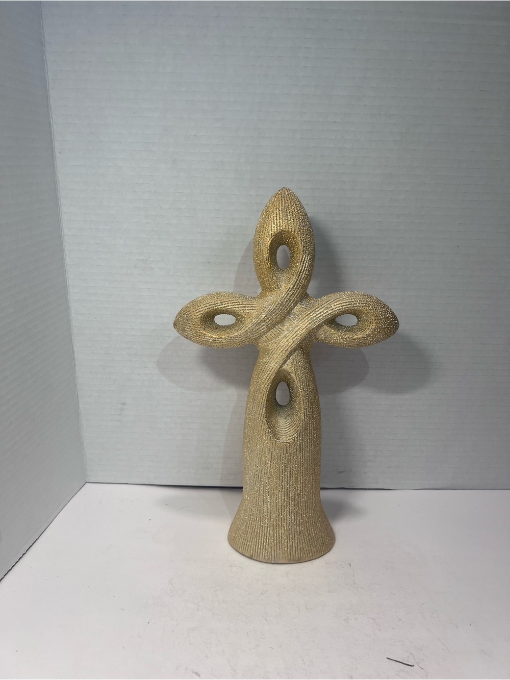 Unlisted Gold Abstract Loop Cross Sculpture